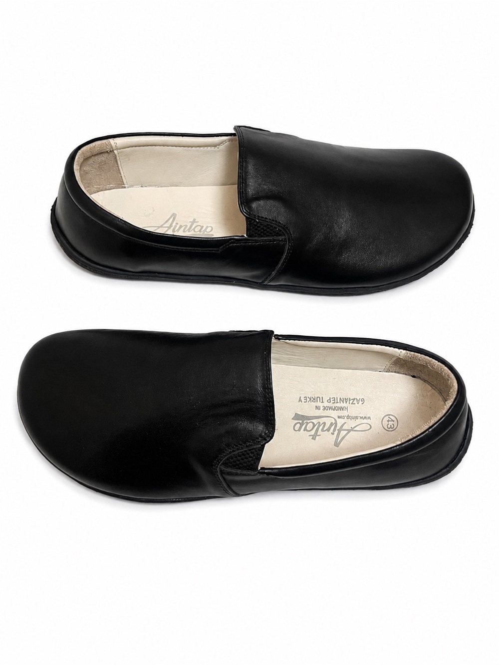 Black Leather Slip-On Loafers for Women